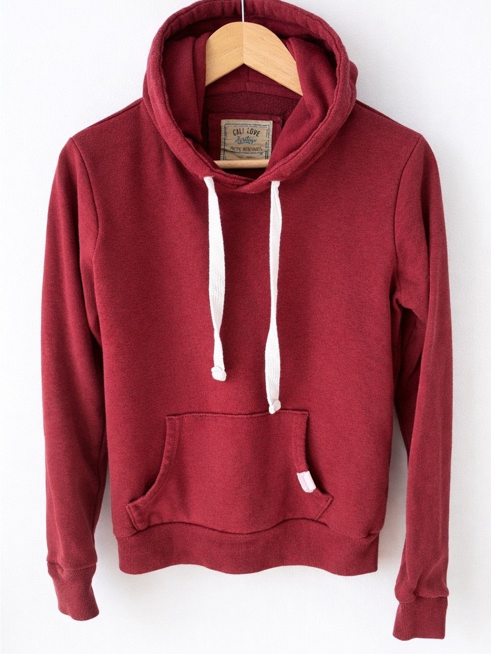 Splendid Cali Love Heritage Burgundy Hoodie with White Drawstrings Small